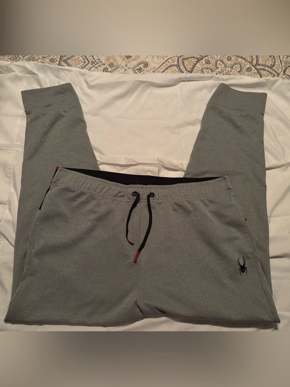 Spyder Men's Light Gray Athletic Sweat Shorts with Black Drawstring Accents